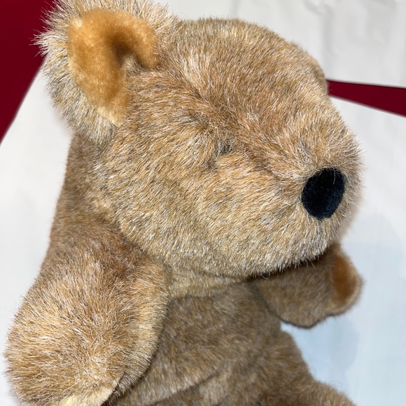 Gund brown fuzzy Bear 1982 vintage SOFT PLUSH sitting 10” tall black nose & eyes - Picture 8 of 13